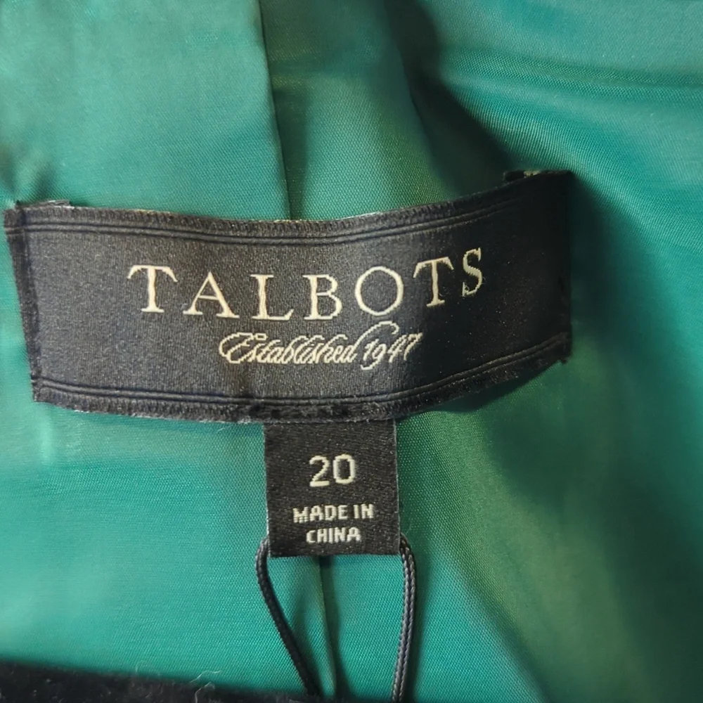 Talbots Emerald Green Cotton Silk Blazer Jacket Women's Size 20 NWT - Picture 5 of 11